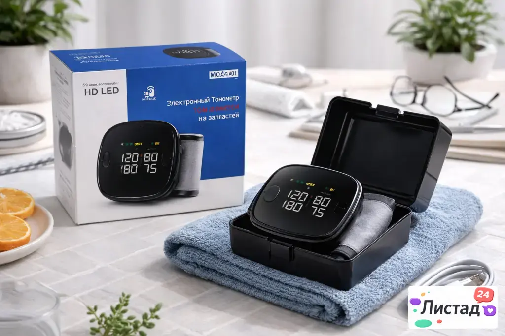 Тонометр электронный на запястье — большой дисплей, кейс, USB 💓
