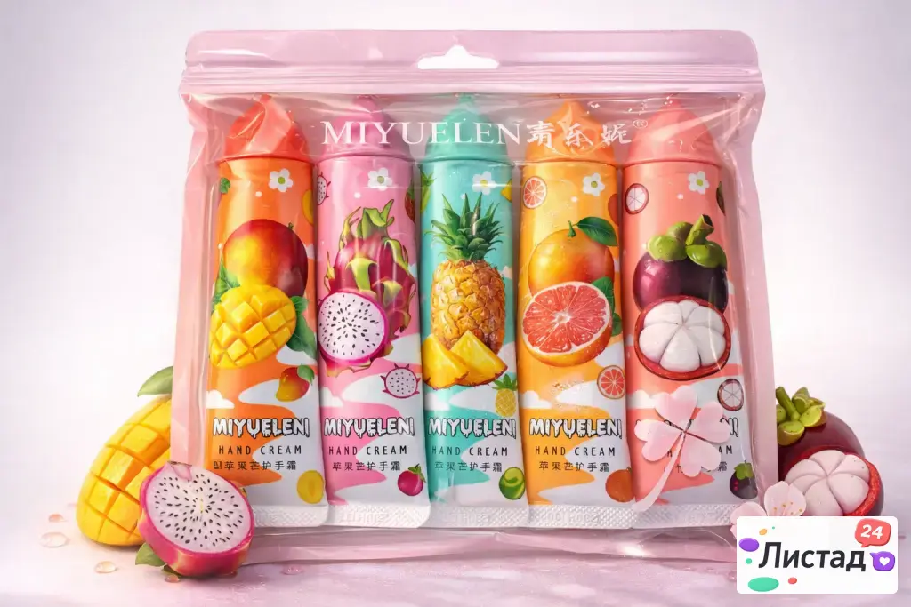 Набор кремов для рук MIYUELEN 5 шт — фруктовые ароматы, мини-формат 🍍🥭