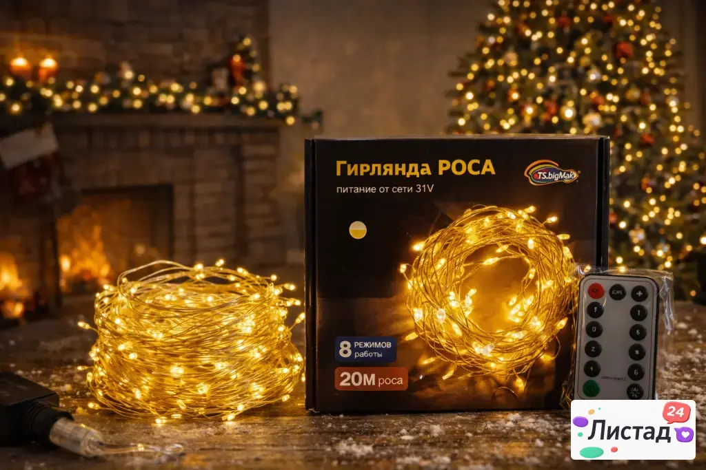 Гирлянда “Роса” 20 м – компактная магия огоньков по цене вкусного ужина ✨